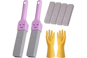 HUANGYIHAN 6 piedras pómez para limpieza de inodoro con mango y guantes, removedor de cal resistente para baño, piscina, cocina, parrilla