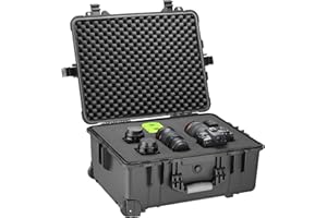 TecTake® Valigia da Trasporto, Maniglia Telescopica Estraibile, Valigia Impermeabile e Antiurto, Trolley Rigido per Macchina Fotografica, Struttura Robusta, Inserti in Gommapiuma - 45 x 26 x 58 cm