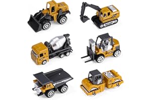 LEAZZLE Pojazdy na placu budowy, koparka, tworzywo sztuczne, zabawka dla dzieci od 2 lat, prezenty w zestawie koparka, skuter uliczny, wywrotka, mieszacz, buldożer, wózek widłowy