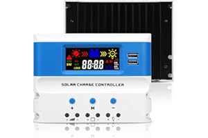 VIXKPIRR 30A PWM Controlador de Carga Solar 12V/24V Automático, Regulador de Carga Solar 30A para Panel Solar con Pantalla LCD Puerto USB, 12V/24V Regulador Solar Panel para Batería GEL/SLD/FLD/LI