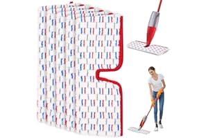 GIBOHOM 5 Pièces Recharges Serpillere Compatible avec Vileda Balai Serpillere, 2 en 1 Réutilisable Recharge en Microfibre Rouge Bleu Gris pour Spray Max Balai, pour Convient à Tout Type de Sols