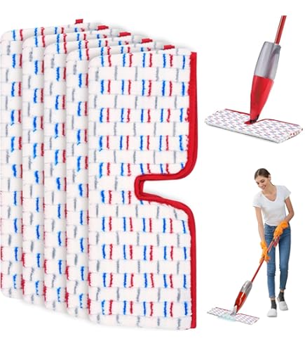 Lot De 5 Recharges Microfibre Lavables Pour Balai Vileda 1-2 Spray Max - Double Face, Très Absorbantes - 40x16 Cm