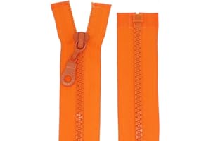 ‎ERLIF Reißverschlüsse Kunststoff Plastik Reißverschluss grob 5mm teilbar (50 cm, orange)