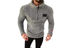 Susenstone Sweat Homme Peluche Slim Fit Automne Hiver Chaud ÉPais Pull Pas Cher A La Mode A Manche Longues Zippe Polaire Veste