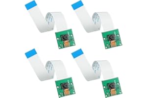 Weewooday 4 Pièces 5 Mégapixels 1080P Capteur OV5647 Mini Module de Caméra avec 6 Pouces 15 Broches Câble Plat Compatible avec Raspberry Pi Modèle A B/B +, Pi 2 et Pi 3, 3 B +, Pi 4