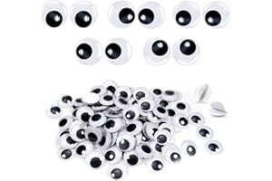 TOAOB THE ONE AND ONLY BABY TOAOB 70 Pezzi Occhi Autoadesivio Finti Adesivi 20 mm Nero Bianca Plastica Rotondo Wiggle Occhietti per Scrapbooking Artigianato Bambole Pupazzi Accessori