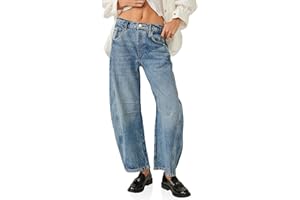 Imily Bela Damskie dżinsy typu baggy, styl Boyfriend, vintage, szerokie nogawki, Mid Rise Barrel-Denim spodnie na kostce (plus rozmiary do 4XL)