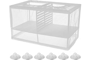 ANRBB Couveuse Et Pondoir Aquarium, Boîte De Reproduction Pour Poissons Avec Séparation Amovible, Filet De Maille Fine, Auto-Flottante, Avec 6 Ventouses, Idéale Pour Pondoir Aquarium Et Protection Des Alevi
