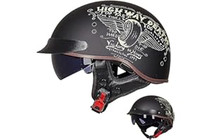 EBAYIN Casque Moto Homme Homologué Casque Bol Homologué Casque Moto Vintage Casque Jet pour Moto Casque Scooter Homme ECE Homologué Pilote Jet Casque Personnalité Casque de Moto,A-M=（57~58cm）