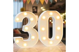 LEDIDO LED Number Lamp Illuminated Numbers 30, Warm & Cold White LED Light Numbers for Happy Birthday Decoration, Party Decoration, Wedding Decoration, Battery Operated, Desktop Wall Table Decoration