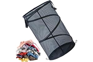 Hopfällbar nät pop up tvättkorg för tvättstuga badrum 58 cm H x 36 cm B