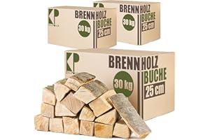 ‎KINGPOWER Reine Buche Brennholz 25cm und 33cm Kaminholz 90kg für Kaminofen Lagerfeuer Feuerschale Ofen Grill Buchenholz kammergetrocknet ofenfertig Holzscheite Kingpower, Länge:25 cm