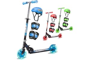 TANGO INNOVATIONS 2 Wheel Scooter For Kids Ages 8-12 & 4-7 | Light Up Wheels | Helmet & Pads Included | Folding, Lightweight & Adjustable Handlebars | Girls & Boys