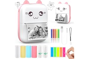 HUIJUKEJI Mini impresora fotográfica, impresora térmica, imagen para fotos, impresión de recibos, impresora fotográfica, con 10 rollos de papel 1 adhesivo para smartphone, para fotografía, notas, lista de notas