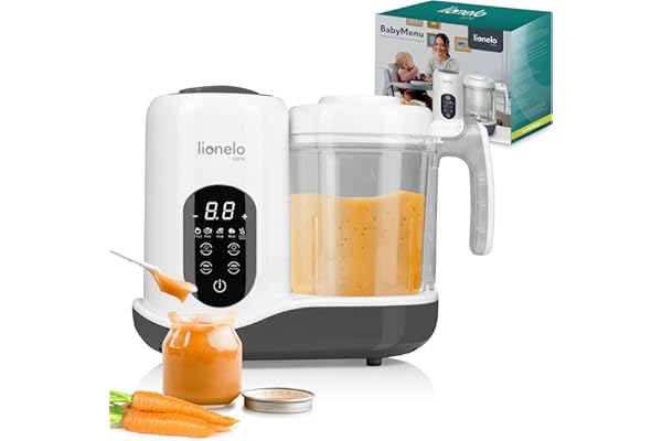 LIONELO BABYMENU Robot bébé cuiseur mixeur pour bébé multifonctionnel 300; 4 programmes; cuisson à la vapeur, mixage, réchauffage, décongélation, recettes en ligne, Blanc et Noir