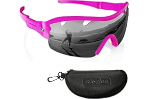 RayZor Sports Wraparound Sunglasses for Men & Women - Cycling Sunglasses - Running Sunglasses - Cricket Glasses - Hiking - Cycling - Golf, UV400 Protection - Wraparound Lightweight Running Shades