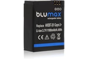Blumax Akku 1180mAh - für GoPro Hero 3 Plus 3+ / 3 Black, Silver, White - AHDBT-201, AHDBT-301, AHDBT-302, AHBBP-301, ACARC-001, AWALC-001
