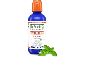 The Breath Co. Healthy Gums Mouthwash, Dentist Formulated Oral Rinse for 24 Hours of Plaque Control with Anti-Microbial Ingredient, Alcohol Free, Non-Burning, 500ml