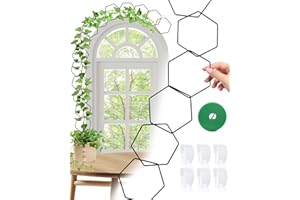 SOUSAC 18 Pcs Chain Trellis for Climbing Plants, Potted Houseplant Accessories for Hoya, Ivy, Monstera, 6-Corner DIY Wall Trellis Plant Support with Hooks and Ties Indoor Outdoor(Black)