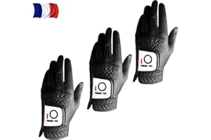 FINGER TEN Gant De Golf Hommes Main Gauche pour Golfeur droitier Pluie poignée Paquet De 3，Gant de Golf Confortable Doux synthétique Tous Les Temps Taille adaptée S M L XL ML Blanc Noir