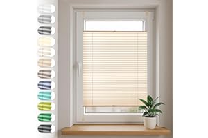 SONELLO Tenda plissettata Klemmfix senza foratura, 45cm x 120cm beige, tende plissettate per porte e finestre con morsetti pronta per l'uso, protezione solare, Parti per Il Montaggio Incluse