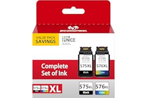 Economink PG-575XL CL-576XL Regenerowany wkład atramentowy do drukarki Canon 575 XL 576 XL do PIXMA TS3550i TS3551i TS3750i TS3751i TS3752i TR4750i TR4751i TR4755i TR4756i (1 czarny, 1 kolor. )