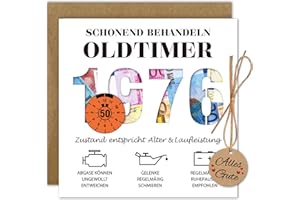 ‎WENMTHG WenmthG Geldgeschenke Geburtstag 50 mit Umschlag, Karte 50 Geburtstag Mann - Lustig Geschenke zum 50 Geburtstag Mann - Schonend Behandeln 1976 Oldtimer