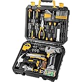 DEKO Complete Tool Box with Electric Screwdriver/Drill with 8V Battery, Case of 126 Pieces, Professional DIY Household Tool B