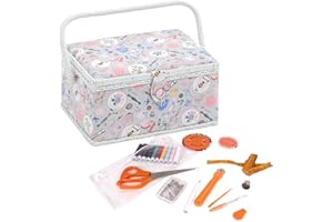 Hobby Gift Exklusive vorgefüllte Nähbox, Bastel-Aufbewahrungsbox mit 94-teiligem Nähset inklusive, 18,5 x 25,5 x 14,5 cm, hausgemacht