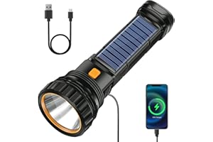 Idealife Linterna Solar Linterna LED Recargable USB, 1200 Mah Linterna LED, Ipx4 Impermeable 3 Modos Portátil Linternas Linterna de Trabajo, Linternas LED Para Ciclismo Camping, Montañismo