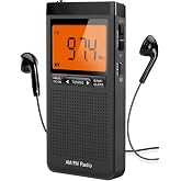 Jazmm AM FM Taşınabilir Radyo Kişisel Radyo, M&uuml;kemmel Alım Pilli, Stero Kulaklıklı 2 AAA Pille &Ccedil;alışır, B&uuml;y&uuml;k LCD Ekran, Digt