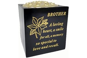 David Fischhoff Memorial Black Rose Bowl with Gold Wording Graveside Flower Vase (Black & Gold - Lily, Brother)