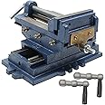 raseparter Cross Slide Vise Drill 5in 2 Way X-Y Heavy Duty Clamp Machine Fit for Metal Milling Drilling Machine Blue