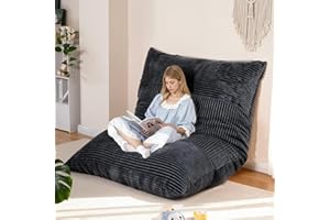 NALONE Bean Bag,4-in-1 Giant Bean Bag Chair for Adults, 6.4 FT Memory Foam Filled Beanbag Chair, Floor Sofa Bed with Fluffy Washable Flannel Cover, Lounge Couch for Bedroom, Living Room (Grey)