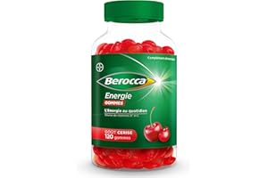 Berocca® Energie gommes - Multivitamines Complément alimentaire - Source de vitamines B* et vitamine C - Réduction de la fatigue, donne de l'énergie au quotidien - Goût Cerise - 120 gommes