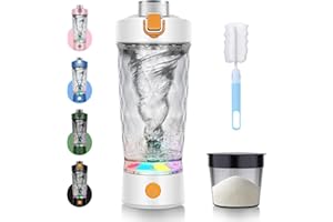 SOARFLY Shaker électrique à protéines, compartiment à poudre, 650 ml, rechargeable USB, pour milkshake et poudre de protéine, sans BPA, blanc