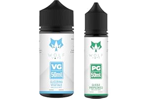 WOLF VAPE WOLF Kit Base VG/PG 100ml - 50ml Glicerina Vegetale + 50ml Glicole Propilenico | 50-50 | Puri ≥ 99,5% 100% Made in Italy - Purezza Farmaceutica Certificata | 2 Flaconi Tipo Chubby