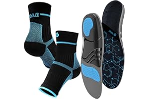4GEAR SPORTLIFE 4G Plantar Fasciitis Relief Kit-All-Round Compression Foot Sleeves & Arch Support Orthotic Insoles for Men & Women-Fast Pain Relief & All-Day Comfort from Heel Spur, Flat Feet, High Arch