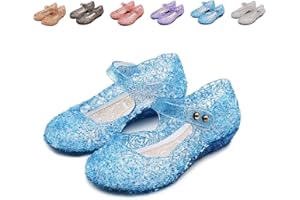 Jiaduowang Frozen Inspired Elsa Flats Mary Jane Dance Party Cosplay Shoes, Snow Queen Princess Birthday Sandals for Little Girls