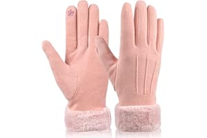 Yuknees Guanti Invernali da Donna con dera in Caldo Pile Termico Guanti Termici Touch Screen Guanti Caldi Antivento Eleganti Guanti per l'inverno