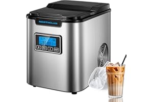 Eiswürfelmaschine mit Timer, 14 kg Eiswürfel pro Tag, Selbstreinigend, 3 Eiswürfelgrößen, 6 Minuten Produktionszeit, LCD-Display, 2,3 L Wassertank, Edelstahl-Eiswürfelbereiter für Büro, Bar
