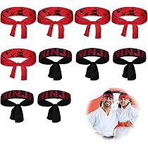 10 Serre-Têtes Imprimé Ninja - Bandeaux De Fête à Thème Ninja - Accessoire Déguisement Enfant Et Adulte