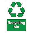 Recycling bin sign - Self adhesive sticker 300mm x 200mm