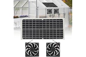 ADDLIVE Solar Ventilator, 16V 16W Solar Lüfter, Solarpanel Solarlüfter Gewächshaus, IP65 Wasserdicht Ventilator Solarbetrieben für Hühnerstall, Gewächshäuser, Haustierhäuser Kleine (Doppelventilator)