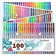 EastDeals No Duplicates Non Toxic Neon, Fluorescent, Glitter, Metallic, Pastel Coloring Gel Pens for Kids and Adult (Set of 100)