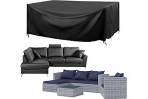 rattantree Funda para Muebles de Jardín Impermeable, Tela Oxford 420D, Anti Viento, Anti UV Funda Protectora Mesa Exterior con Salidas de Aire, Rectangular, 270x180x95 cm, Negro