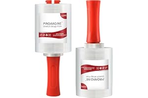 PROMORE – Lot de 2 Rouleaux Film de étirable déménagement avec poignée roulante 127mm x 305m x 20um – carton cellophane papier emballage demenagement - Film plastique étirable auto-adhésif