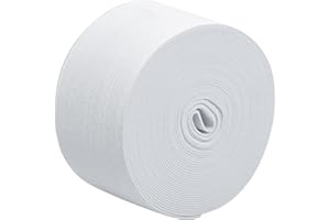 HUSAIHU Elastic for Sewing, Wide Flat Elastic Band, Waistband Elastic, Sewing Elastic Band for Sewing Clothing, Garments, Dressmaking, DIY Craft Projects(5 Meters & 50mm & White)