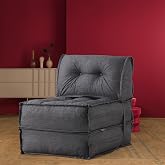 Homedius Mocca Linen Single Folding Bed Folding Sofa Gray Single