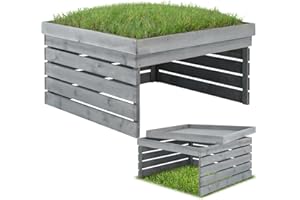tectake® Abri garage pour Robot tondeuse sans fil périphérique en bois avec Toit végétal bac à plantes bac à fleurs, Rangement jardin pour tondeuse gazon, Résistant aux intempéries & UV